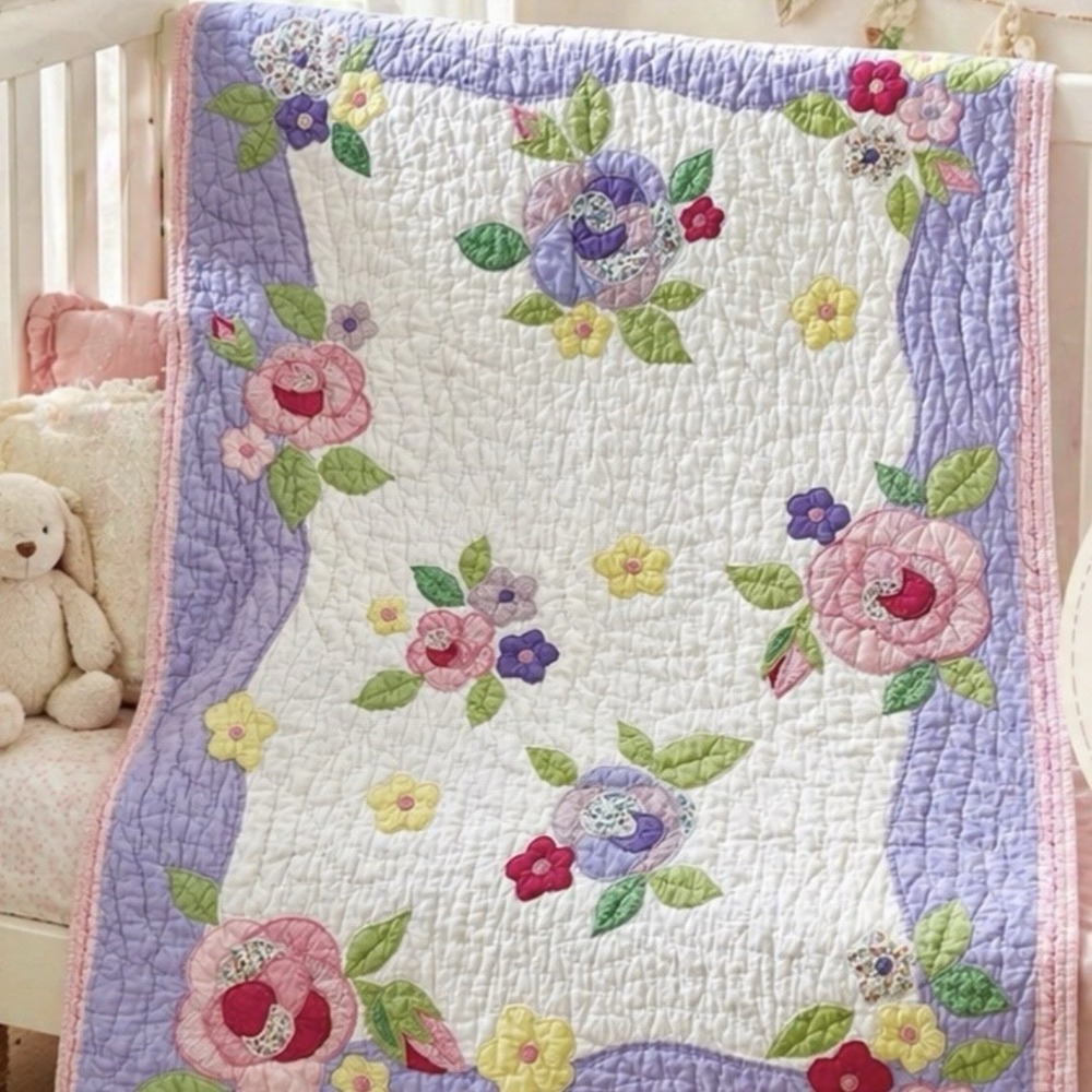 Pottery Barn Kids Floral Quilt Crib Toddler Blanket Cottagecore 36" X 50" Y2K